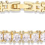 PAVOI 14K Gold Plated Princess Cut Cubic Zirconia Classic Tennis Bracelet | Gold Bracelets for Women | 3mm CZ, Size 6.5-7.5 Inch